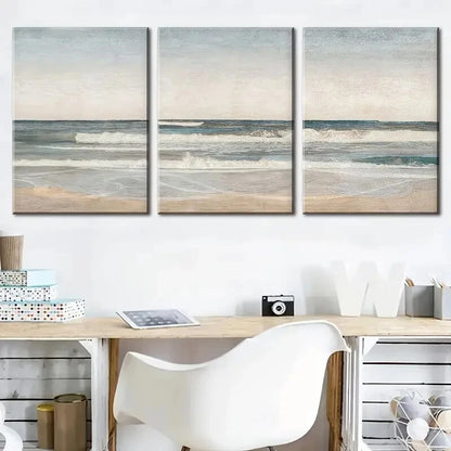 3pcs Seaside Beach Landscape Abstract Perfect Wall Art Set Canvas Framed 40x60cm - High Quality Print 100% Australian Made Wall Canvas Ready to Hang - Bella Home Decor
