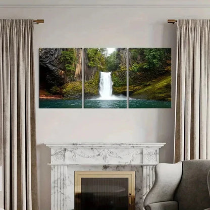 3pcs Valley Waterfall Modern Decoration Wall Art Canvas Unframed – High Quality Print 100% Australian Made Wall Canvas