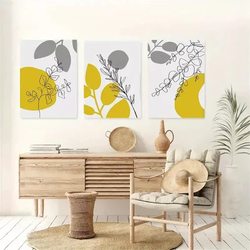 3pcs Modern Aesthetic Starry Sky Floral Night Canvas Unframed - High Quality Print 100% Australian Made Wall Canvas