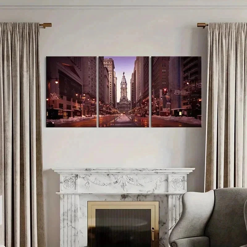 3pcs Architecture City Street Modern Wall Art Set Canvas Framed 50x70cm - High Quality Print 100% Australian Made Wall Canvas Ready to Hang - Bella Home Decor