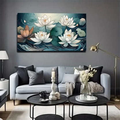 Elegant Fragrant For Lotus Wall Art Canvas Office Home Room Framed 120x60cm