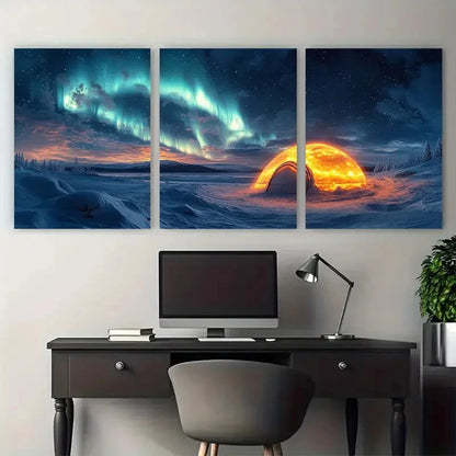 3pcs Aurora Borealis Canvas Print Northern Wall Art Set Canvas Framed 60x90cm - High Quality Print 100% Australian Made Wall Canvas Ready to Hang - Bella Home Decor