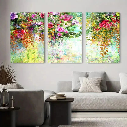 3pcs Vibrant Abstract Floral Colorful Botanical Metal Print Ready to Hang Art