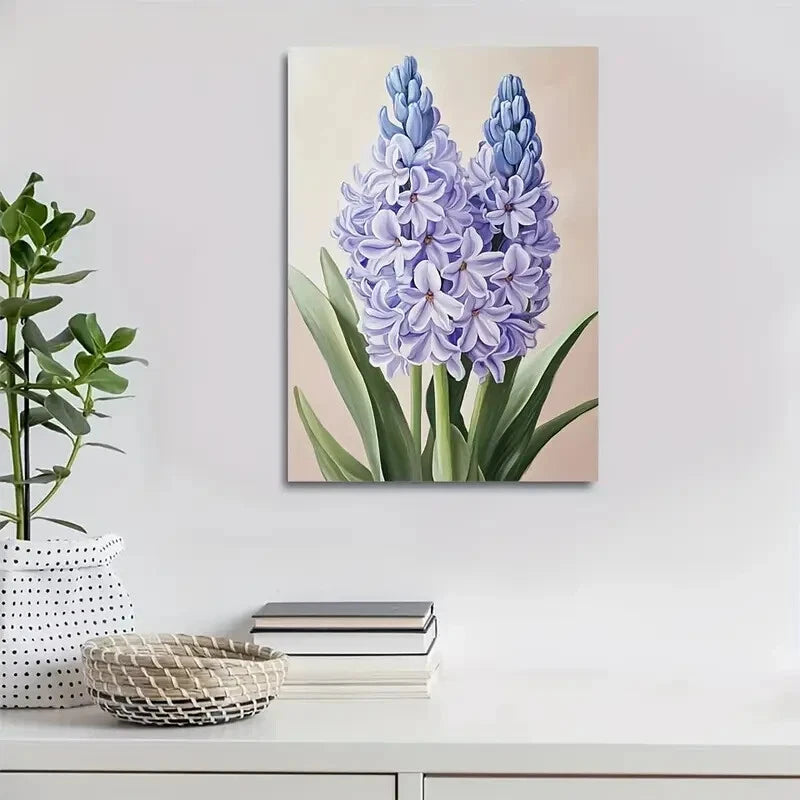 Beautiful Vibrant Purple & White Design Painting 40x60cm Metal Print Ready to Hang - Bella Home Decor