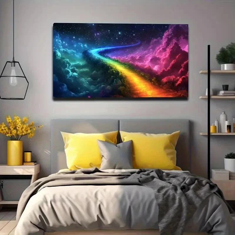 Full Of Sparkling Stars Sky Wall Art Canvas Office Home Room Framed 120x60cm