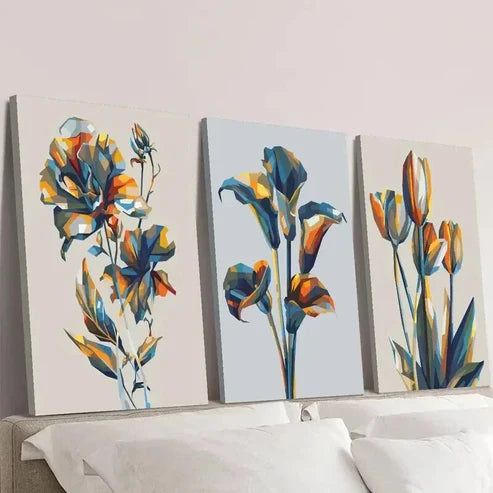 3pcs Three Dimensional Blooming Flowers Wall Art Canvas Unframed - High Quality Print 100% Australian Made Wall Canvas