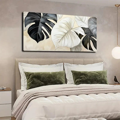 Vibrant Green Leaf Design Wall Art canvas office home room framed 120x60cm
