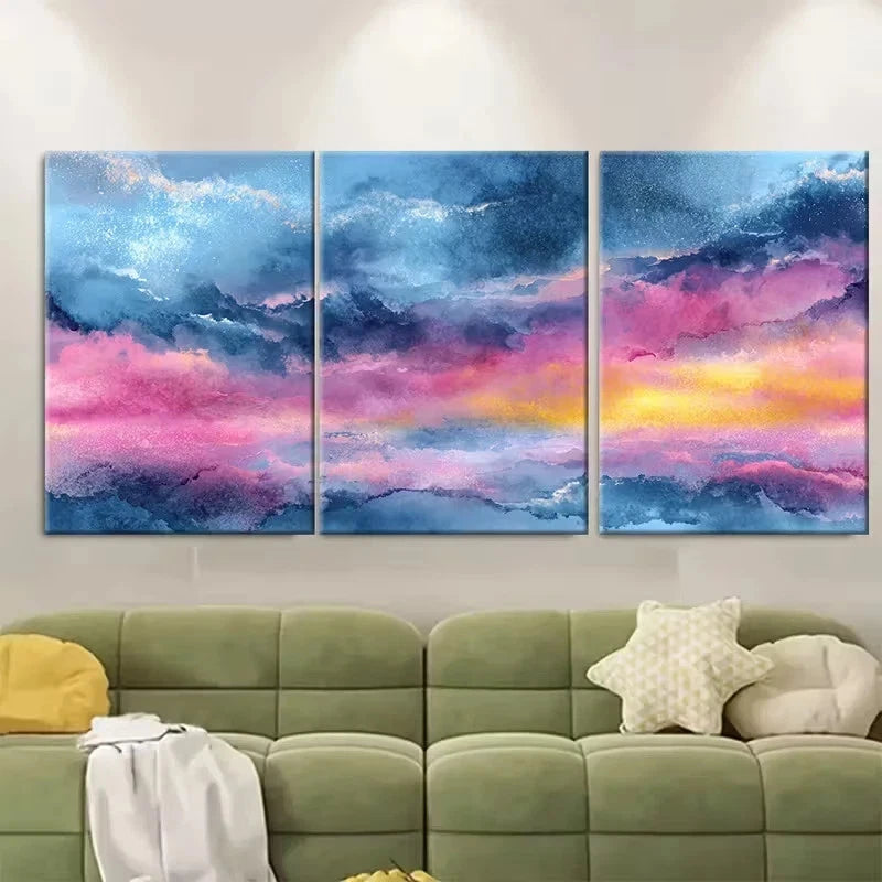 3pcs Minimalist Sun Painting Abstract Wall Art Set Canvas Framed 60x90cm - High Quality Print 100% Australian Made Wall Canvas Ready to Hang