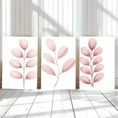 3pcs Pink Leaves Botanical Art Wall Art Canvas Unframed - High Quality Print 100% Australian Made Wall Canvas