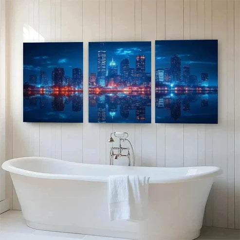 3pcs Chicago Night Cityscape Darkness Perfect Wall Art Set Canvas Unframed - High Quality Print 100% Australian Made Wall Canvas - Bella Home Decor