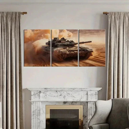 3pcs Military Theme Tank in the Desert Wall Art Canvas Unframed - High Quality Print 100% Australian Made Wall Canvas