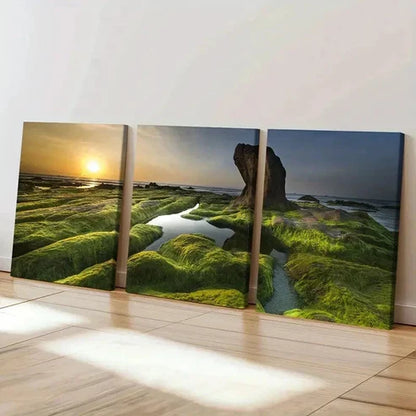 3pcs Sea Coastline Rugged Landforms Wall Art Canvas Unframed – High Quality Print 100% Australian Made Wall Canvas