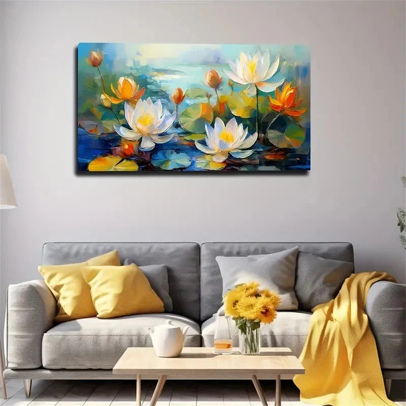Rich Texture Fragrant Lotus Wall Art Canvas Office Home Room Framed 120x60cm