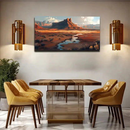Sunset River Landscape Modern Wall Art Canvas Office Home Room Framed 120x60cm