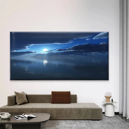 Ocean Scene with Moon ReflectionWall Art Canvas Office Home Room Framed 120x60cm