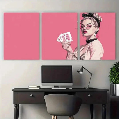 3pcs Trendy Pink Lucky You Girly Perfect Wall Art Set Canvas Framed 50x70cm - High Quality Print 100% Australian Made Wall Canvas Ready to Hang