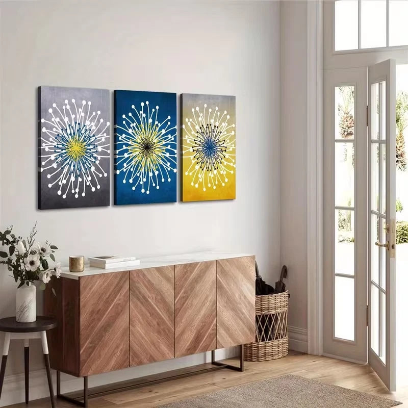 3pcs Abstract Floral Style Flowers Wall Art Set Canvas Framed 50x70cm High Quality Print 100% Australian Made Wall Canvas Ready to Hang