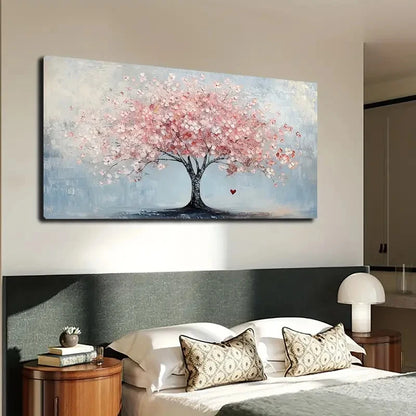 Dreamy Pink Trees Vibrant Wall Art canvas office home room framed 120x60cm