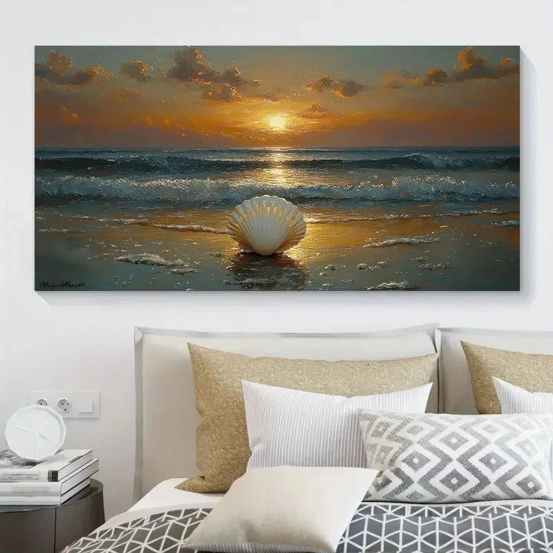 Beach Sunset Ocean Wave Wall Art Canvas Office Home Room Framed 120x60cm