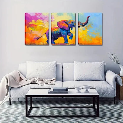 3pcs Vibrant Colorful Elephant Modern Wall Art Canvas Unframed - High Quality Print 100% Australian Made Wall Canvas