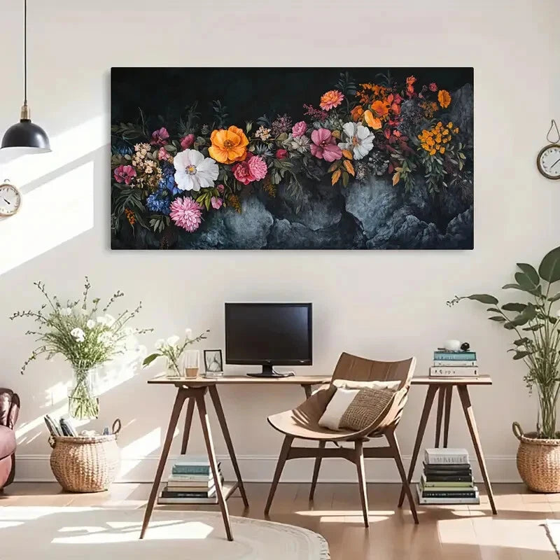 This Vibrant Nature Flowers Wall Art Canvas Office Home Room Framed 120x60cm - Bella Home Decor
