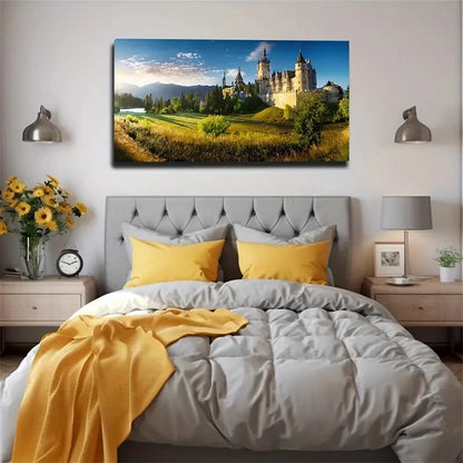 Castle On The Irish Prairie Wall Art Canvas Office Home Room Framed 120x60cm