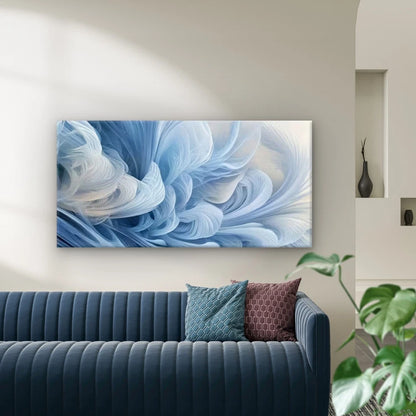 Abstract Blue Fluid Lines Wall Art Canvas Office Home Room Framed 120x60cm