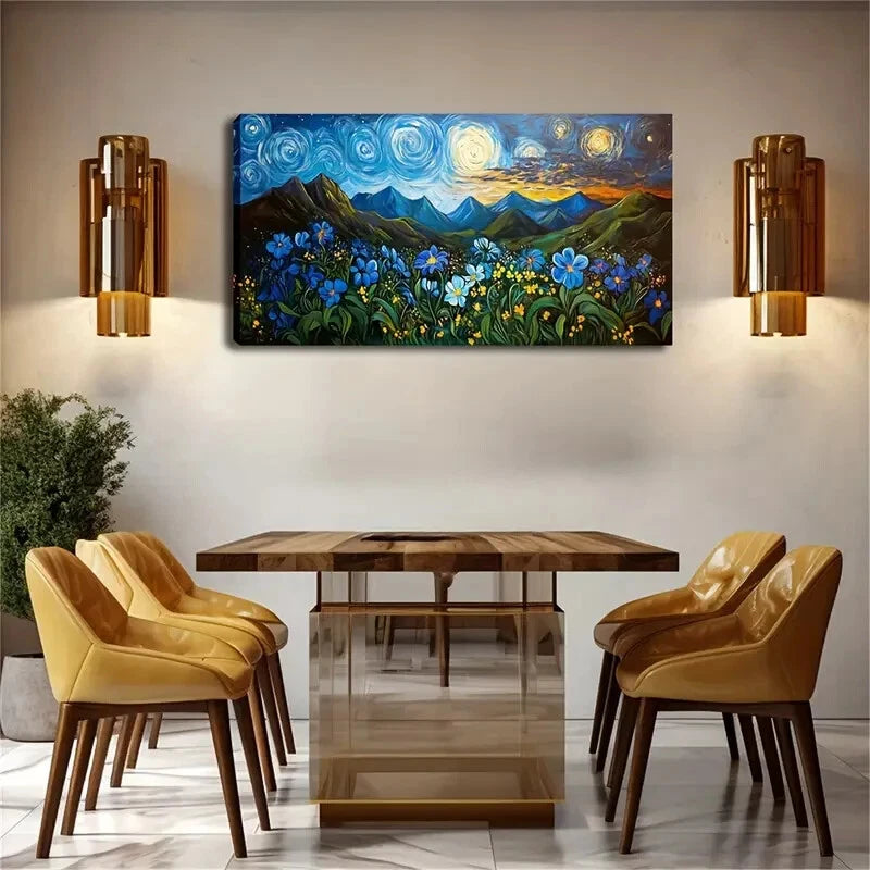 Nebula with Mountain Landscape Wall Art Canvas Office Home Room Framed 120x60cm - Bella Home Decor