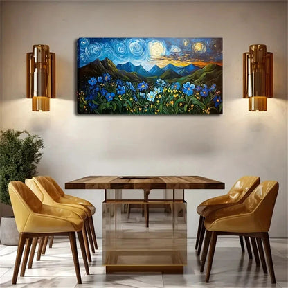 Nebula with Mountain Landscape Wall Art Canvas Office Home Room Framed 120x60cm - Bella Home Decor