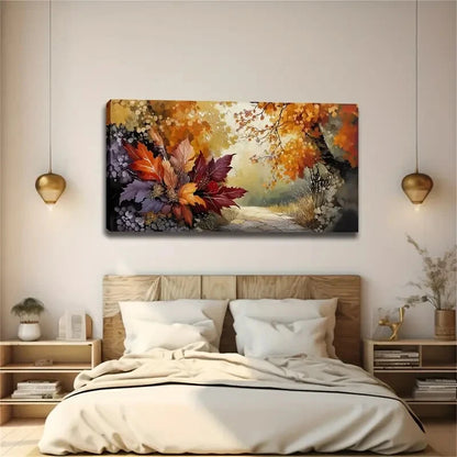 Golden Floral Bouquet Wall Art canvas office home room framed 120x60cm - Bella Home Decor