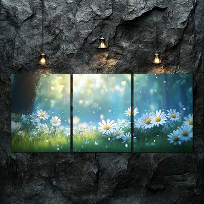 3pcs White Daisy Colorful Nature Beauty Perfect Wall Art Set Canvas Unframed - High Quality Print 100% Australian Made Wall Canvas
