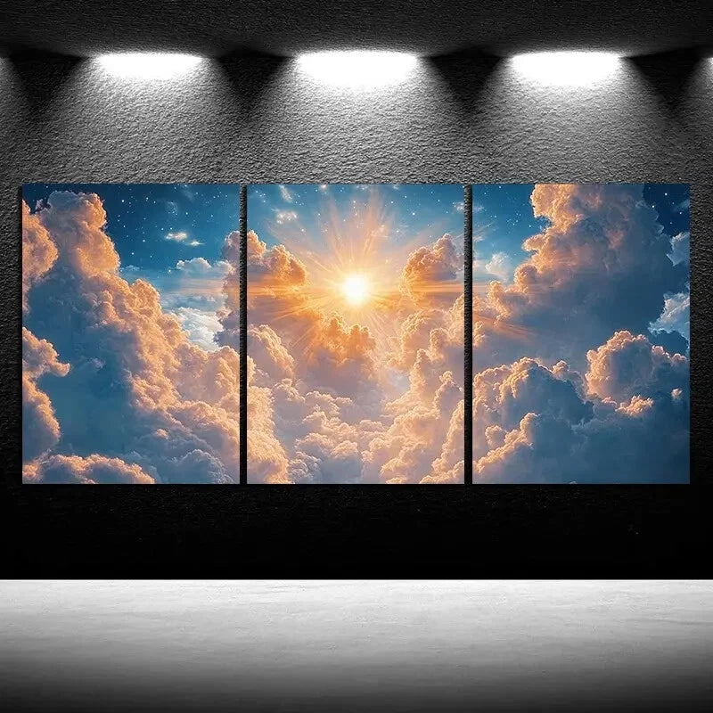 3pcs Beautiful Sky Sunrise Clouds Metal Print Ready to Hang Art - Bella Home Decor