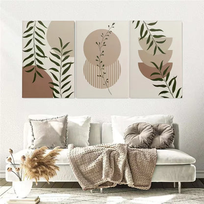 3pcs Modern Style Leaf Gallery Boho Botanical Wall Art Set Canvas Framed 40x60cm - High Quality Print 100% Australian Made Wall Canvas Ready to Hang