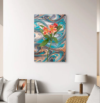 Psychedelic Flower Abstract Marble Vibrant Art 40x60cm Metal Print Ready to Hang
