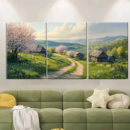 3pcs Ukrainian Countryside in Spring Metal Print Ready to Hang Art