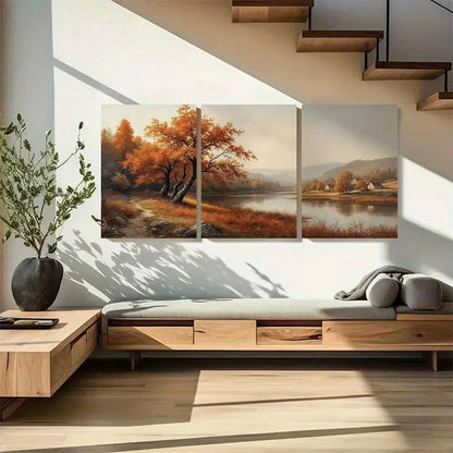 3pcs Tranquil Lake, and Cottage Metal Print Ready to Hang Art