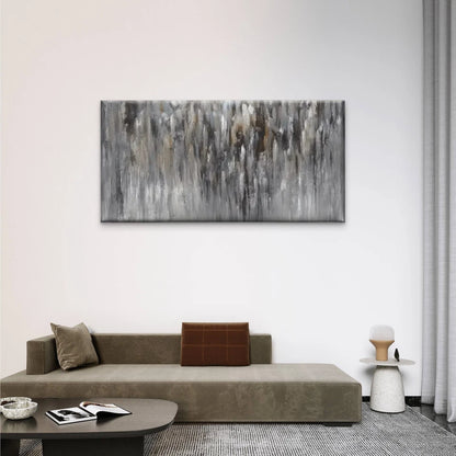 Grey White Abstract Wall Art Canvas Office Home Room Framed 120x60cm
