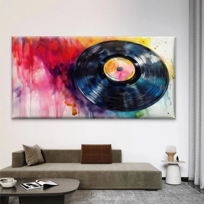 Vinyl Record Music-Themed Ink Wall Art Canvas Office Home Room Framed 120x60cm