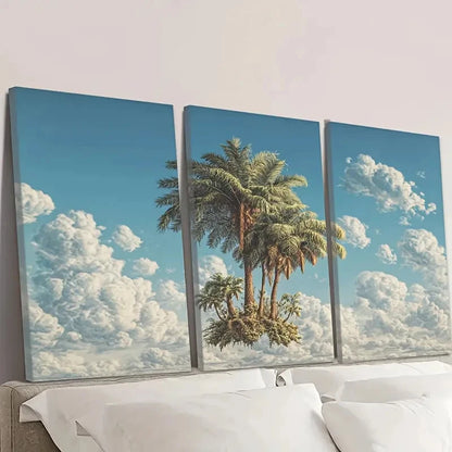 3pcs the palm tree Wall Art Set Canvas Framed 60x90cm - High Quality Print 100% Australian Made Wall Canvas Ready to Hang