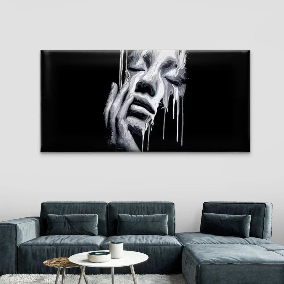 Black & White Abstract Wall Art Canvas Office Home Room Framed 120x60cm