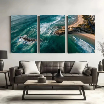 3pcs Australian Golden Coast Surfing Paradise   Wal1l Art Set Canvas Framed 40x60cm - High Quality Print 100% Australian Made Wall Canvas Ready to Hang - Bella Home Decor