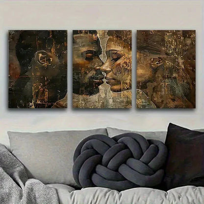 3pcs Golden And Black Collage Wall Art Set Canvas Framed 60x90cm - High Quality Print 100% Australian Made Wall Canvas Ready to Hang - Bella Home Decor