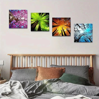 4pcs Artwork Framed for Bathroom Home Office Wall Art Canvas Framed