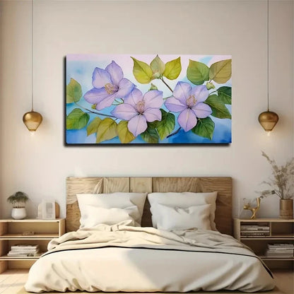 Pale Purple Morning Glory Wall Art Canvas Office Home Room Framed 120x60cm