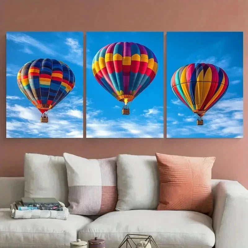 3pcs Colorful Skyline Design Perfect Wall Art Set Canvas Framed 60x90cm - High Quality Print 100% Australian Made Wall Canvas Ready to Hang - Bella Home Decor
