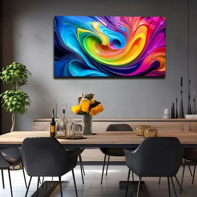 Swirling Colors Design In Blue Wall Art Canvas Office Home Room Framed 120x60cm