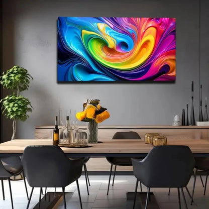 Swirling Colors Design In Blue Wall Art Canvas Office Home Room Framed 120x60cm