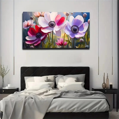 Home Relaxation Blue Flowers Wall Art Canvas Office Home Room Framed 120x60cm