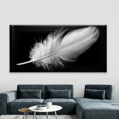 Elegant White Feather Wall Art Canvas Office Home Room Framed 120x60cm