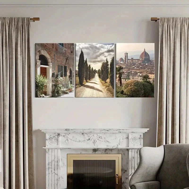 3pcs Florence Baldini Garden Art Painting Wall Art Set Canvas Framed 50x70cm - High Quality Print 100% Australian Made Wall Canvas Ready to Hang